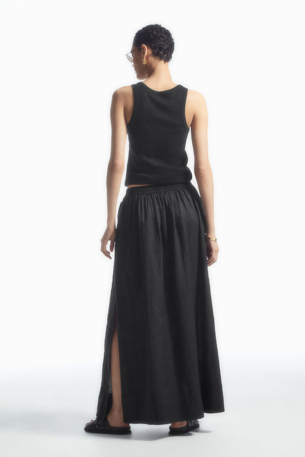 COS Linen A-line Maxi Skirt Black