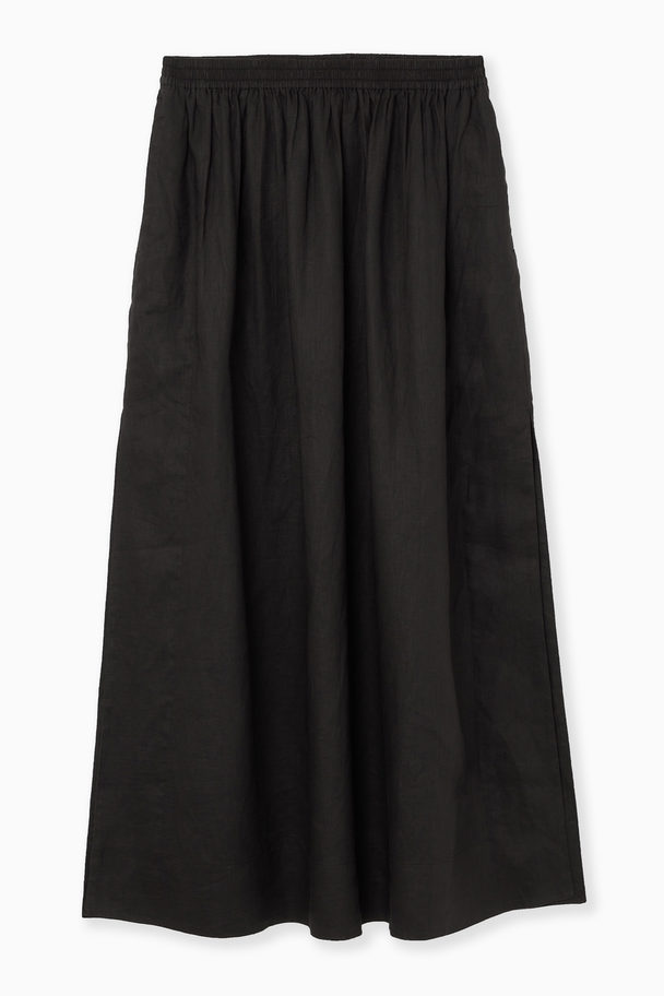 COS Linen A-line Maxi Skirt Black