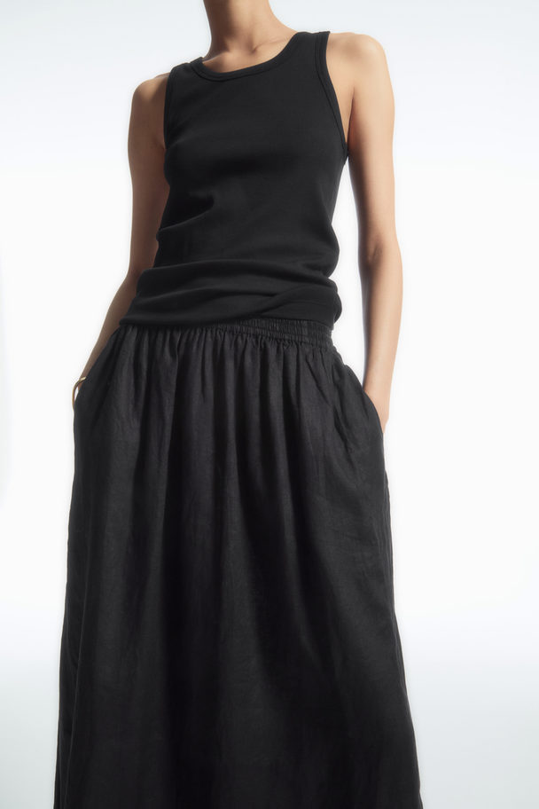 COS Linen A-line Maxi Skirt Black