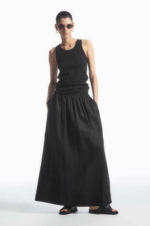 COS Linen A-line Maxi Skirt Black