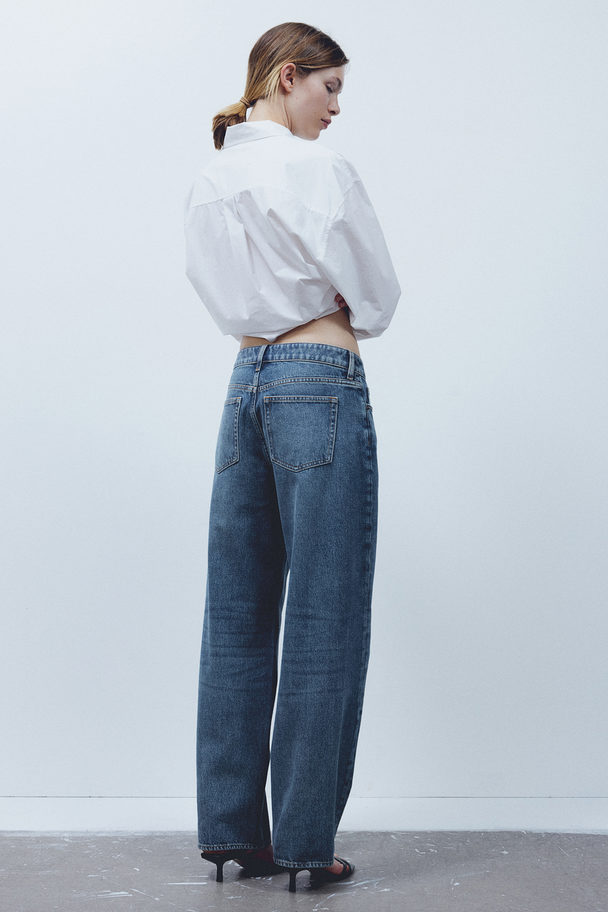 H&M Straight High Jeans Medium Denimblauw