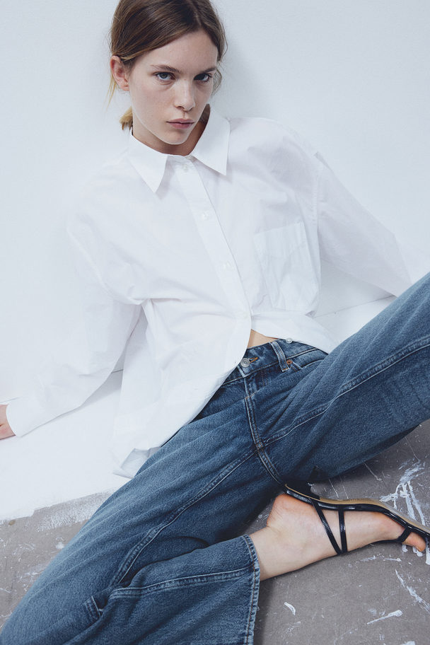 H&M Straight High Jeans Mittleres Denimblau