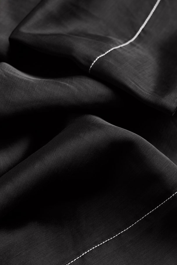H&M Linen-blend Blouse Black