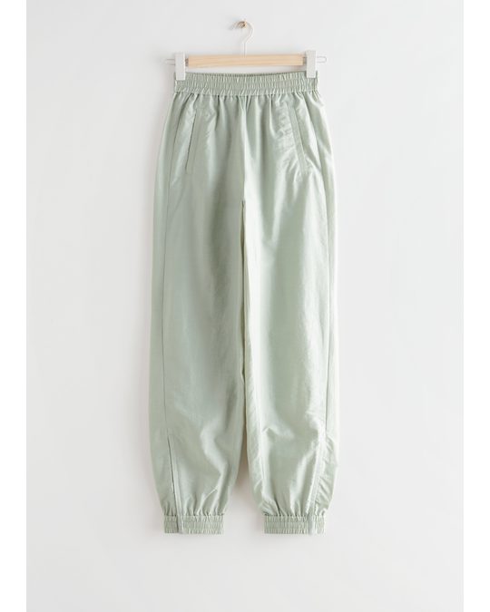 & Other Stories Relaxed Elasticated Waist Trousers Mint