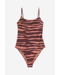 Badpak Met Padded Cups Steenrood/zebradessin