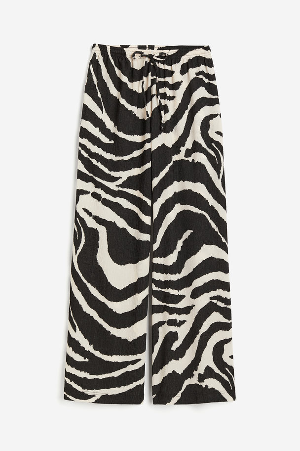 H&M Wijde Pull-on Broek Zwart/zebradessin