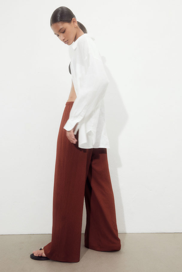 H&M Wide Pull-on Trousers Brown