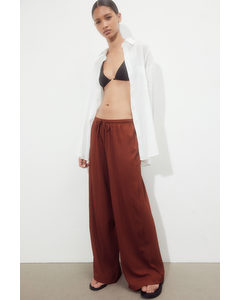 Wide Pull-on Trousers Brown