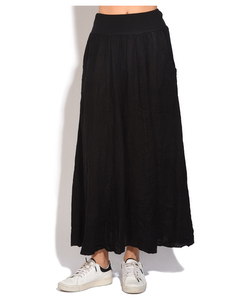 Fluid Long Skirt With Pockets And Elastic Waistband