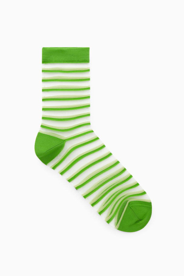 COS Double-stripe Mesh Socks Green / White / Striped