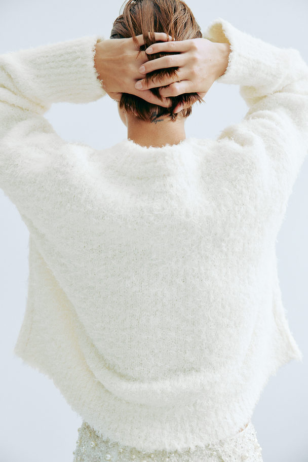 H&M Fluffy-knit Jumper White