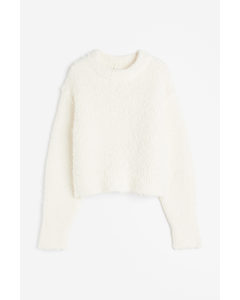 Fluffy-knit Jumper White