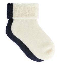 Socken aus Wollfrottee Cremeweiß/Grau