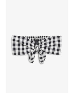 Gingham Tie-front Bandeau Top Black And White Checks