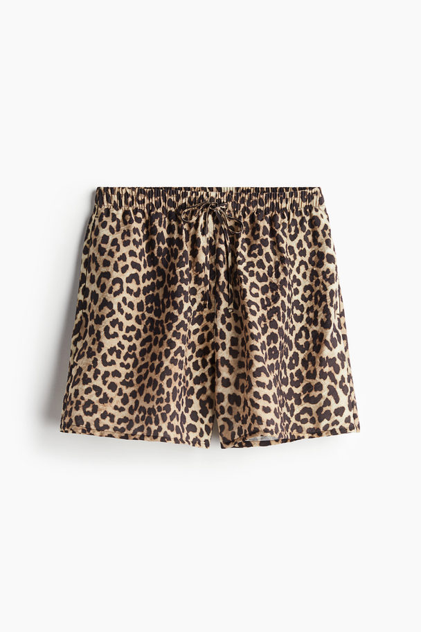 H&M Gemusterte Pull-on-Shorts Beige/Leopardenprint