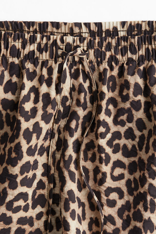 H&M Gemusterte Pull-on-Shorts Beige/Leopardenprint