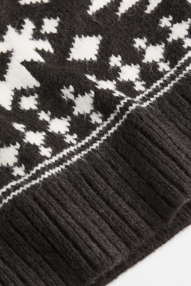 H&M Jacquard-knit Jumper Black/patterned