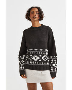 Jacquard-knit Jumper Black/patterned