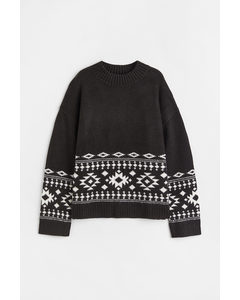 Jacquard-knit Jumper Black/patterned
