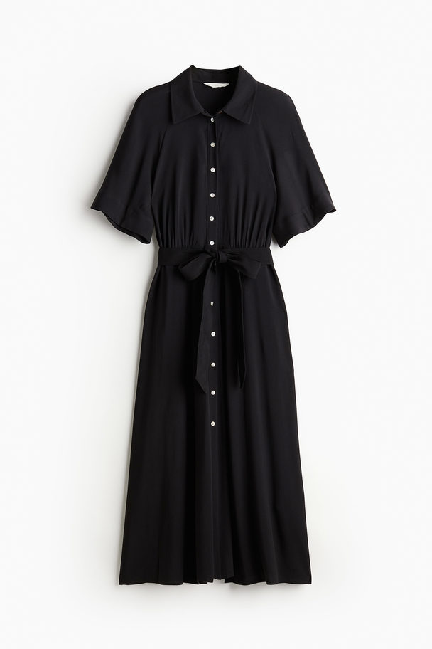 H&M Tie-belt Shirt Dress Black