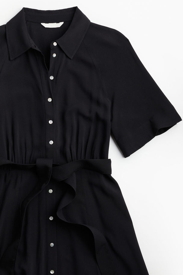 H&M Tie-belt Shirt Dress Black