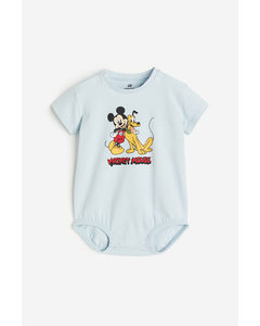 Printed Bodysuit Light Blue/mickey Mouse