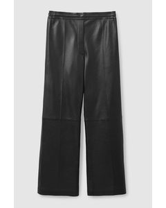 Straight-leg Leather Trousers Black