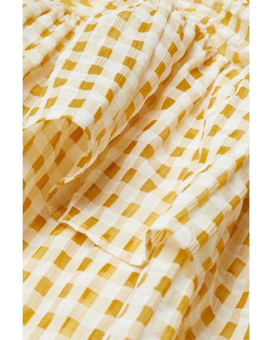 H&M Draped Flounced Skirt Yellow/checked