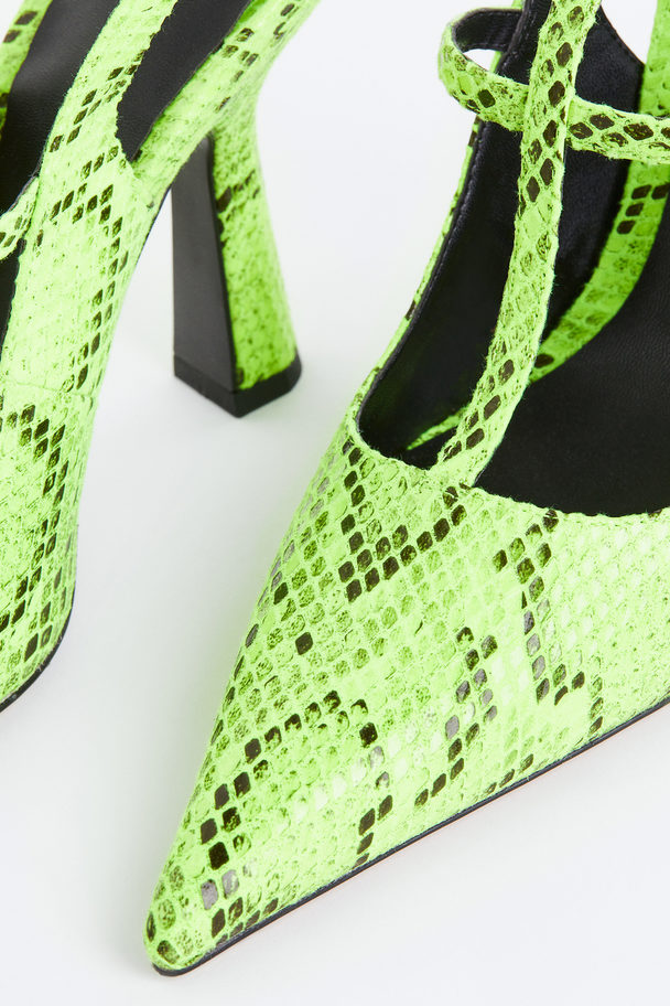 H&M Snakeskin-patterned Court Shoes Green/snakeskin-patterned