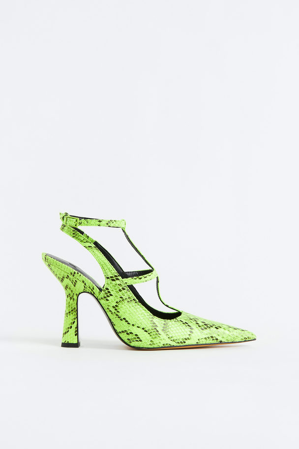 H&M Snakeskin-patterned Court Shoes Green/snakeskin-patterned