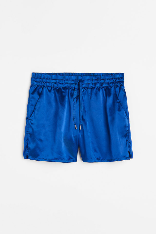H&M Satijnen Pull-on Short Helderblauw