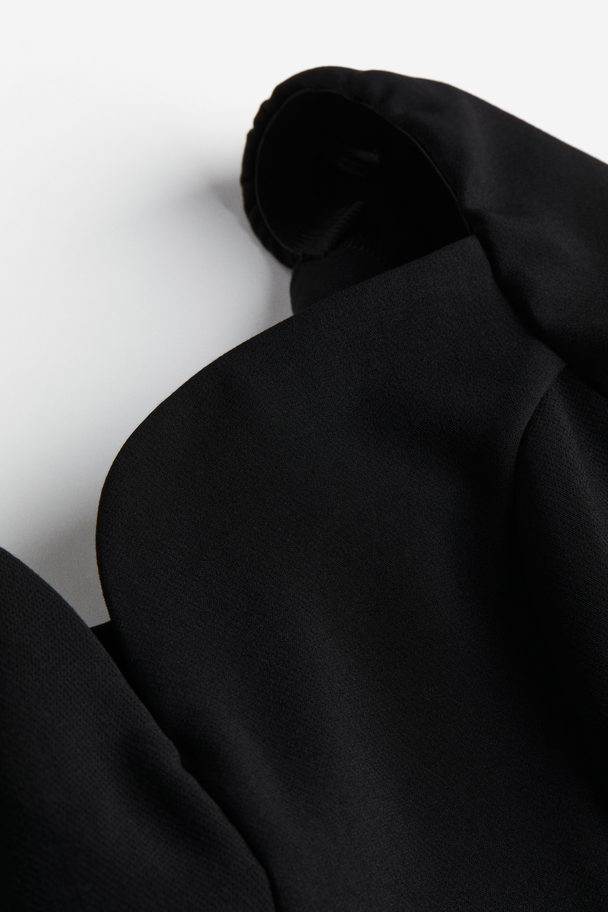 H&M Sweetheart-neck Mini Dress Black