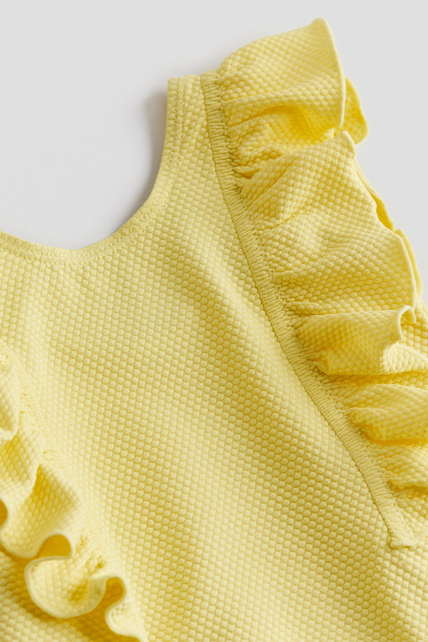 H&M Flounce-trimmed Swimsuit Yellow