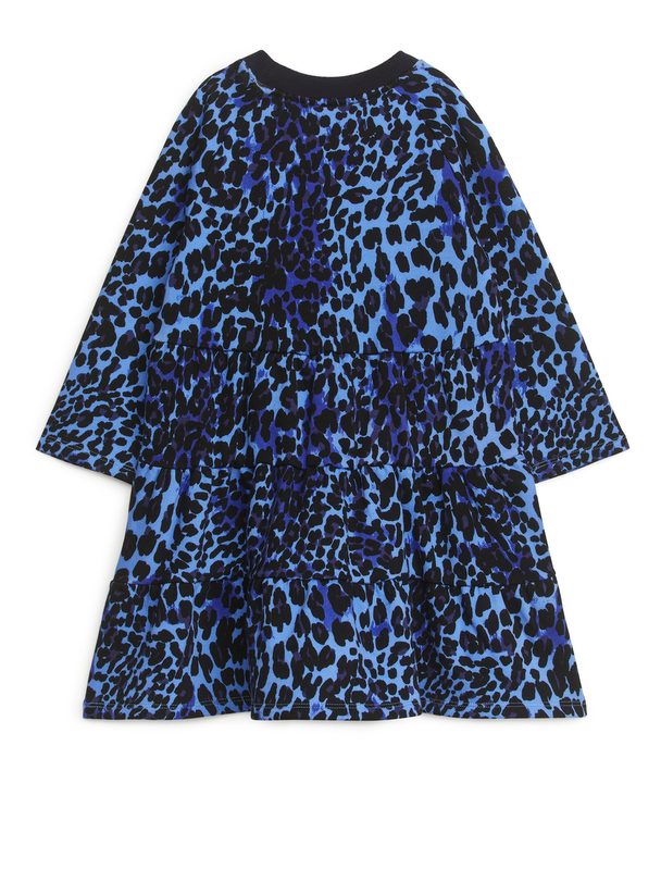 Arket Tiered Sweatshirt Dress Blue/printed