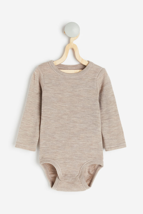 H&M Romper Van Merinoswol Beige Gemêleerd