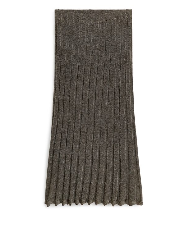 ARKET Rib-knitted Glitter Skirt Dark Grey/silver