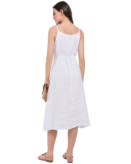 Le Jardin du Lin Long Strapped Dress With Front Lacing And Pockets