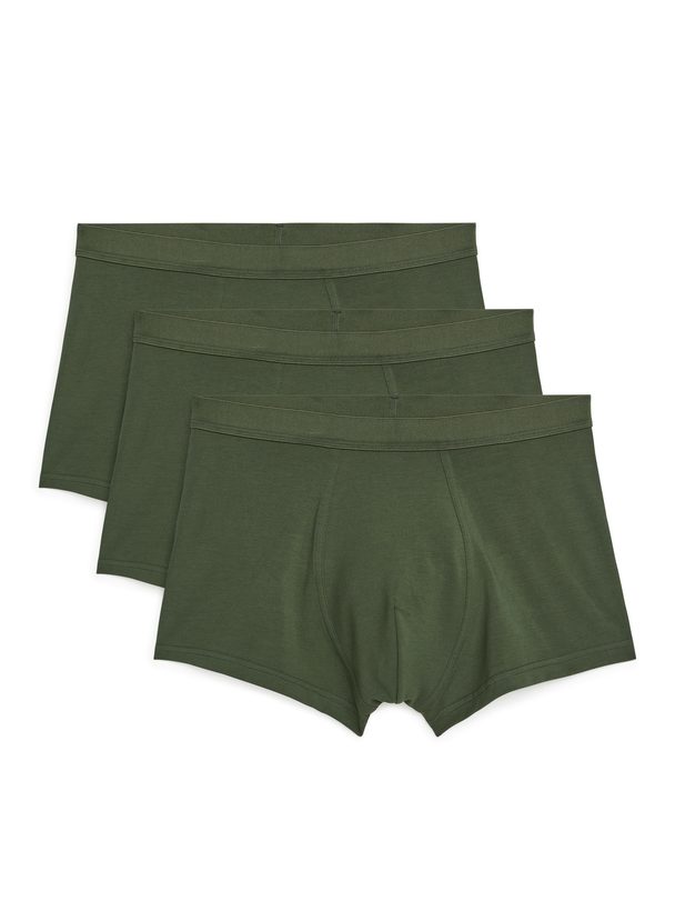 ARKET Jersey Trunks, Set Of 3 Dark Green