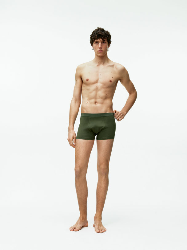 ARKET Jersey Boxershorts, Set Van 3 Donkergroen