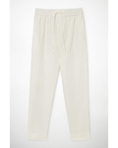 Linen Drawstring Trousers White