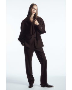 Low-rise Tailored Wool Trousers Dark Brown