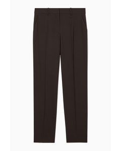 Low-rise Tailored Wool Trousers Dark Brown