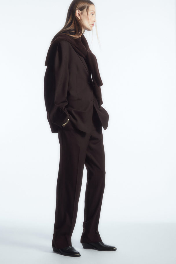 COS Low-rise Tailored Wool Trousers Dark Brown