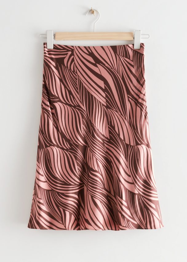 & Other Stories Swirl Print Midi Skirt Pink Print