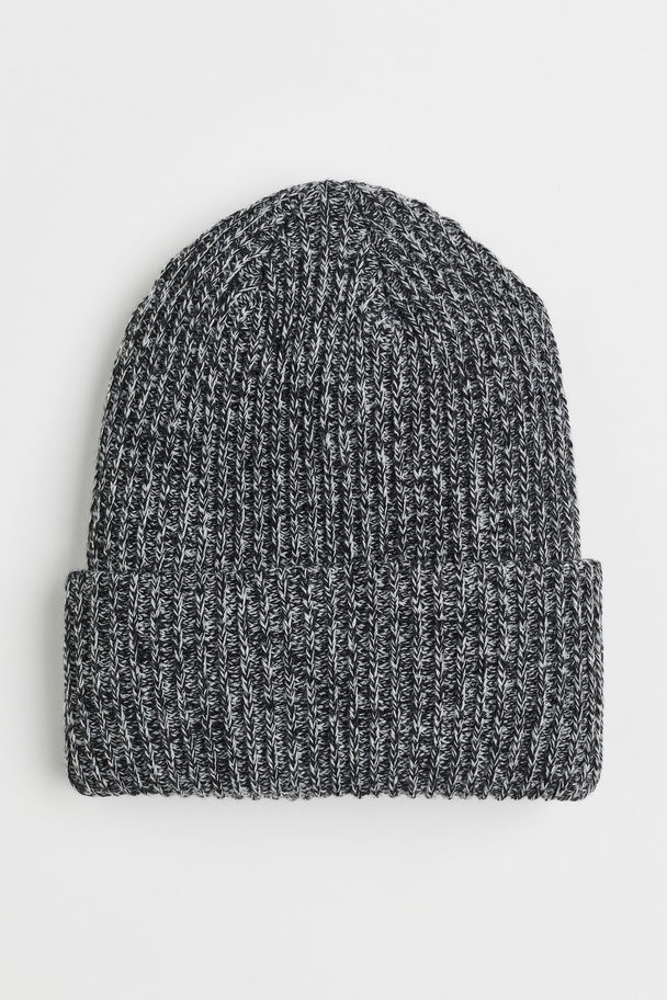 H&M Rib-knit Hat Black Marl