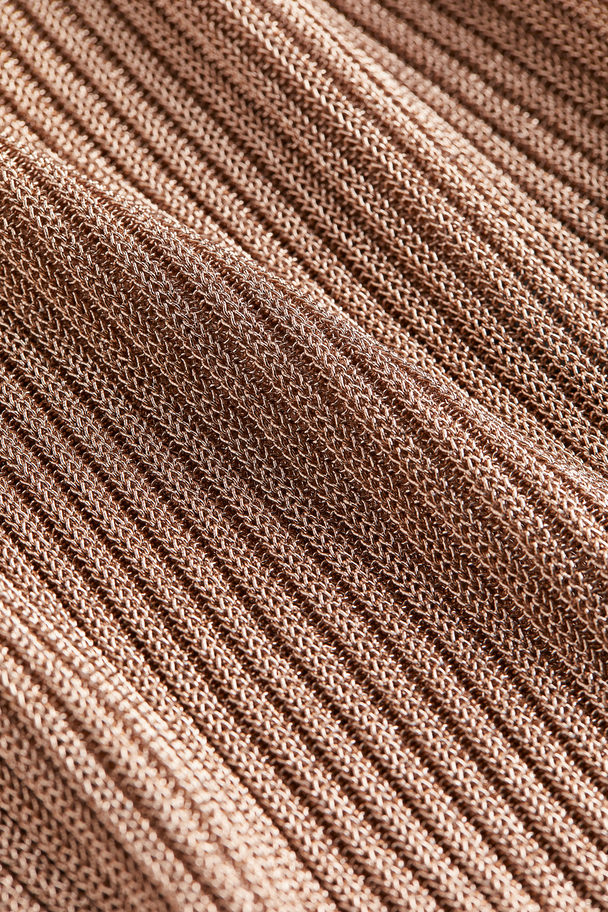 H&M Metallic Rib-knit Top Bronze-coloured