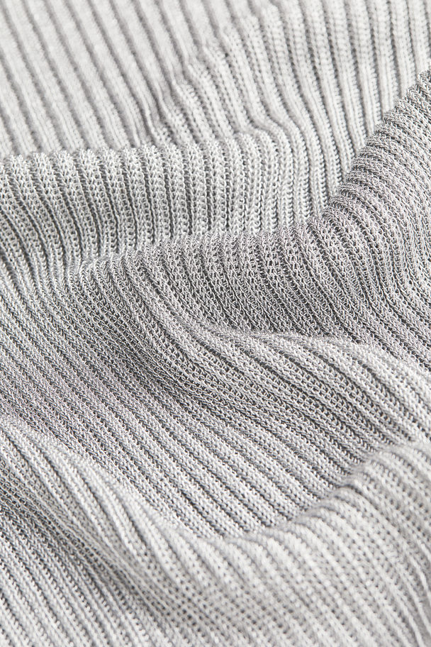 H&M Metallic Rib-knit Top Silver-coloured