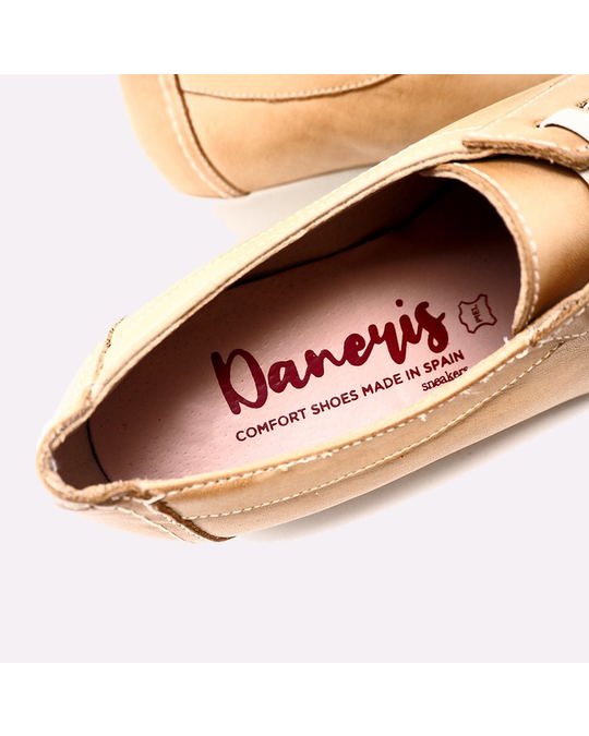 Daneris Lycia Lace Up Shoe In Beige Leather