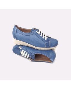 Lycia Lace Up Shoe In Blue Leather
