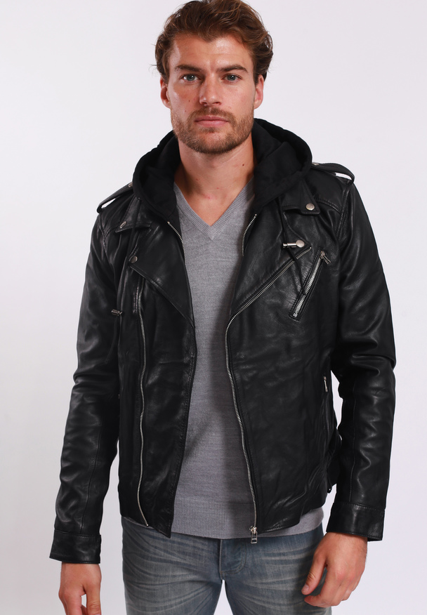 Blue Wellford Leather Jacket Yves